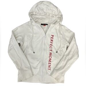 Perfect Moment White Zip Front Hoodie Sweatshirt Size M